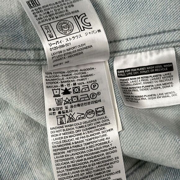 Levi's Made & Crafted Boxy Tie Dyed Denim Trucker Jacket Blue White Size 0 - Picture 12 of 12